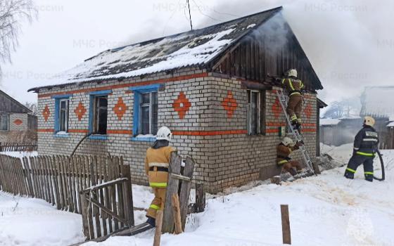 Брянские пожарные спасли двух человек из горящего дома