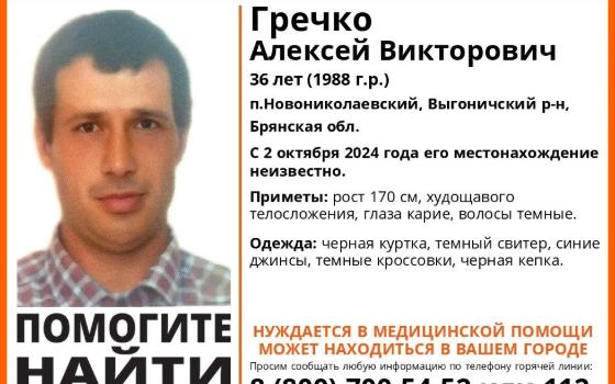 36-летний мужчина пропал в Брянской области