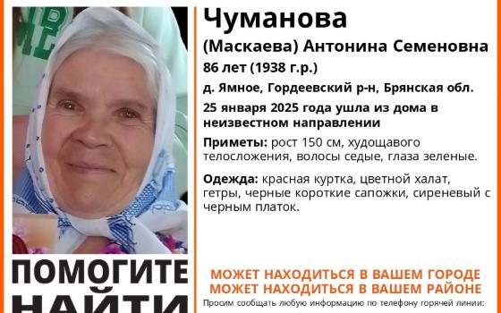 86-летнюю женщину ищут в Брянской области