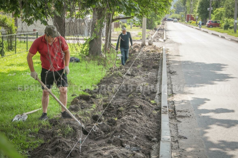 Новый тротуар строит подрядчик на улице Димитрова в Брянске