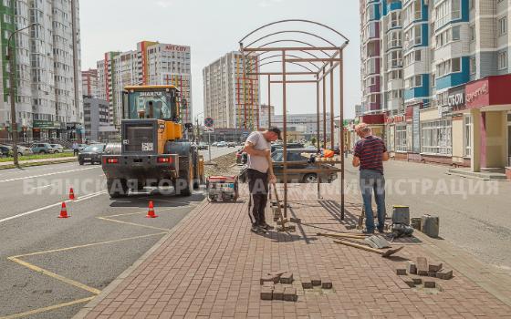 На улице Горбатова в Брянске рабочие установили новые остановки