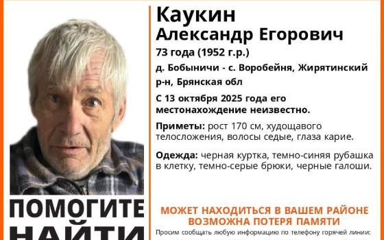 Пенсионера ищут волонтёры и полиция в Жирятинском районе
