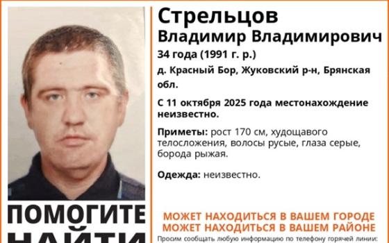 Владимира Стрельцова из Жуковского района ищут полицейские и волонтёры